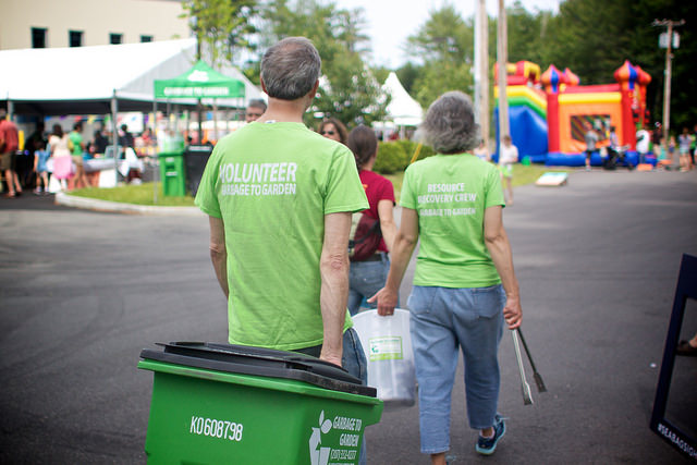 Garbage to Garden volunteers and team members at a community composting event in South Portland, Maine